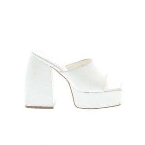 PLT White Block Heel Platforms mule / clog